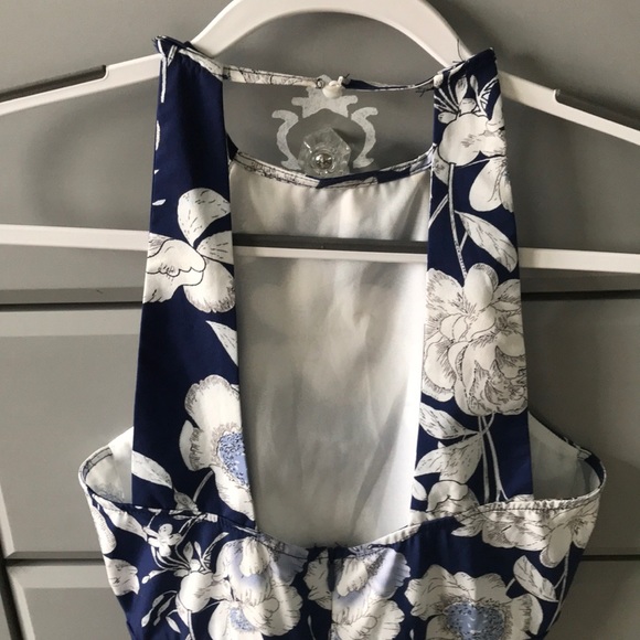 Formal Navy and White floral dress - Picture 3 of 3